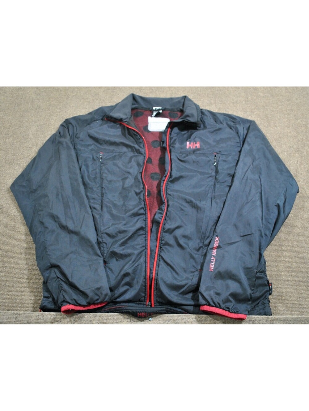 Helly Hansen Outdoors Wind Rain Black Red Zip AMD Gaming Evolved Jacket Large